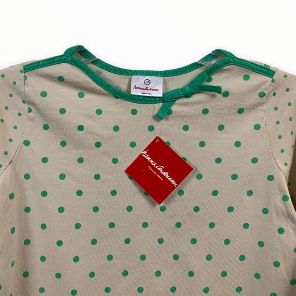 Hanna Andersson NWT Polka Dots Long Sleeves Bow Girls Top Size 12 (150) NWT - Picture 3 of 5